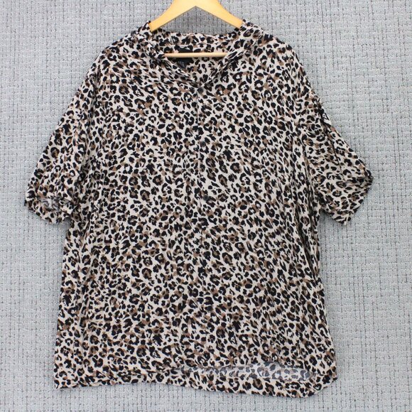 H&M Shirt Mens 2XL Multicolor Leopard Pattern Button Down Short Sleeve Collared - Picture 1 of 9